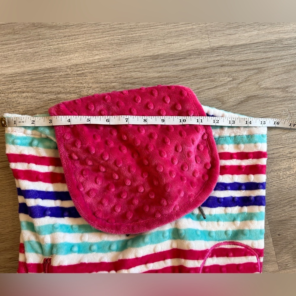 Very Cute TRIPLE FLIP Velour Striped Pink Blue Purple Backpack Bucket Bag. - Picture 11 of 11